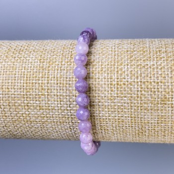 Bracelet Lepidolite Faceted Bead, 6mm diameter ±, 18cm length ± Stretch