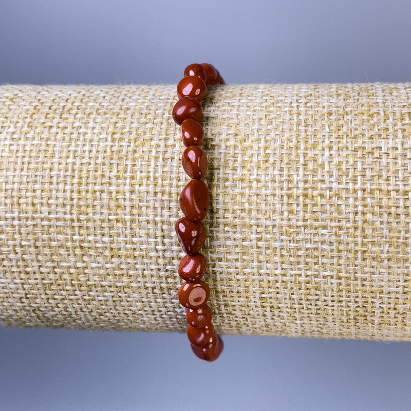 Red Jasper Beads Faceted Bracelet, 6x4mm, adjustable 18 cm stretch