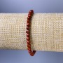 Bracelet Red Jasper Bead Faceted Cube, diameter 5mm+-, length 18cm+- stretch
