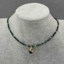 Choker Malachite Faceted Cube, diameter 2mm± with gold-toned metal pendant, length 36-40cm± with clasp