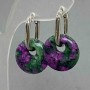 Earrings Zoisite, 18mm± diameter, 31mm± length, silver metal