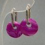 Earrings Agate Raspberry, diameter 18mm ±, length 30mm ±