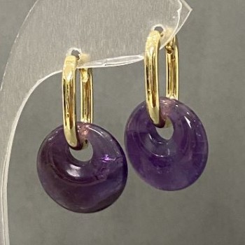 Amethyst Earrings, diameter 15mm±, length 27mm±