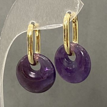 Amethyst Earrings, diameter 15mm±, length 27mm±