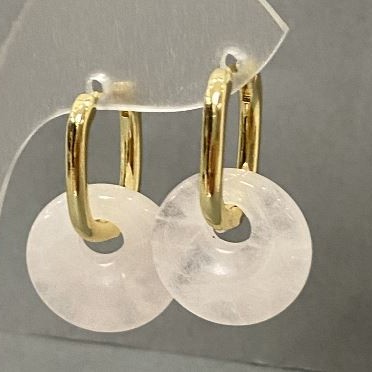 Earrings Mountain Crystal, diameter 15mm±, length 27mm±