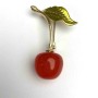 Brooch Cherry, diameter 18mm± enamel, metal color: golden 48mm+