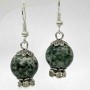 Moss Agate Bead Earrings, 12mm diameter, 36mm length