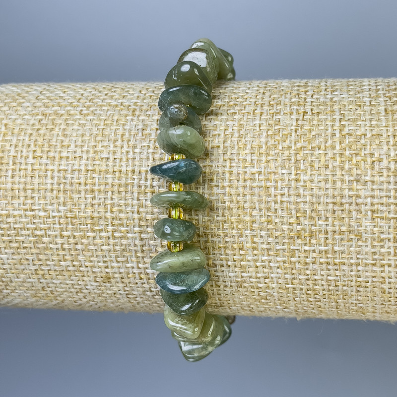 Tourmaline Crystal Bracelet with Beads, 8-13×3 mm ±, 18 cm length ± stretch