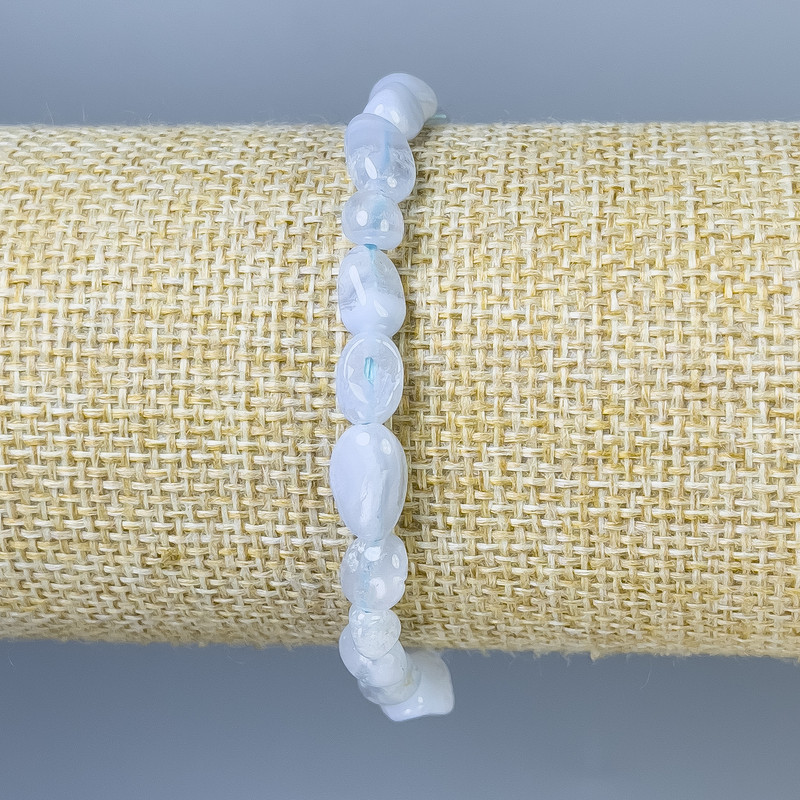 Chalcedony Bead Rolled Bracelet, diameter 5-8×6mm, 18 cm long, stretch
