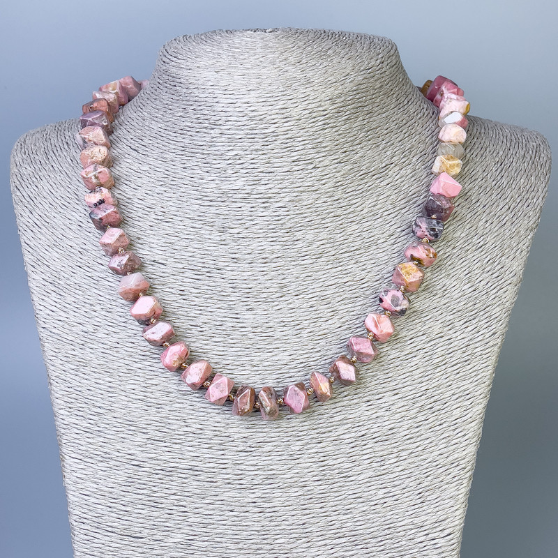 Rhodonite Beads Multistrand 10-13×7mm±, length 50cm± with clasp