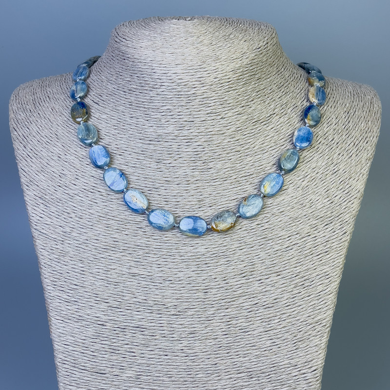 Kyanite Beads Oval 12×9mm ±, length 45cm ± with clasp