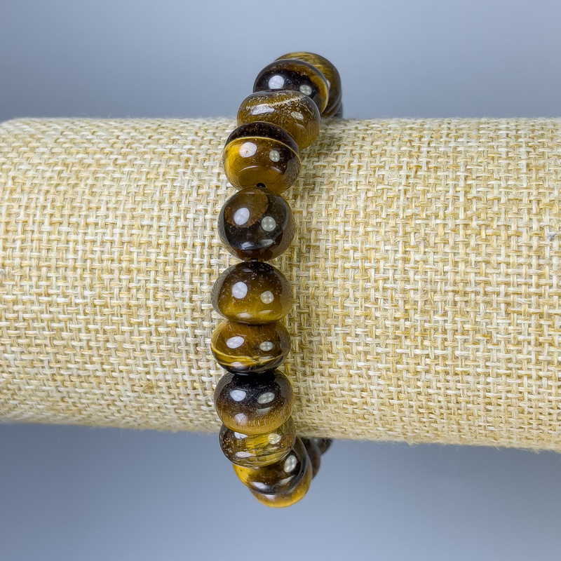 Tiger's Eye Bracelet Rolled Bead, diameter 11×9mm ±, length 18cm ± stretch