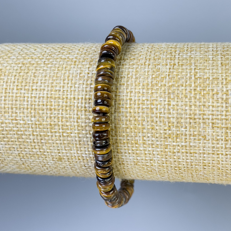 Tiger's Eye Rondelle Bracelet, 6x2mm, stretch, 18mm length