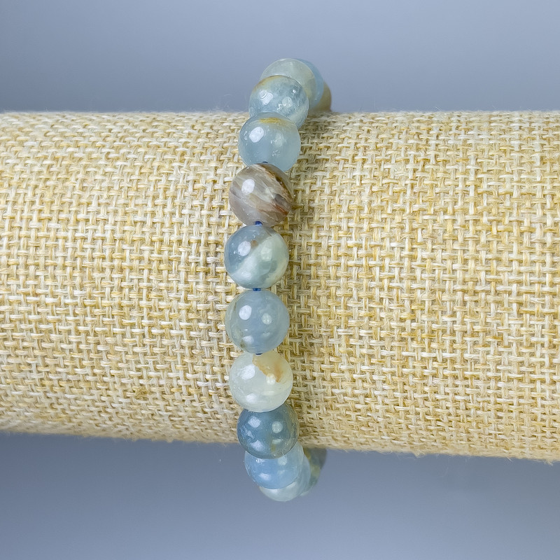 Calcite Bracelet, smooth beads, 8mm diameter, 18in length, stretchy