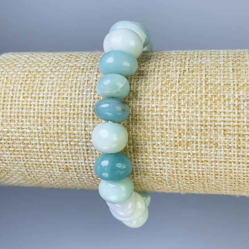 Larimar Bead Bracelet, faceted, diameter 10-14×7-10mm, stretch length 18cm