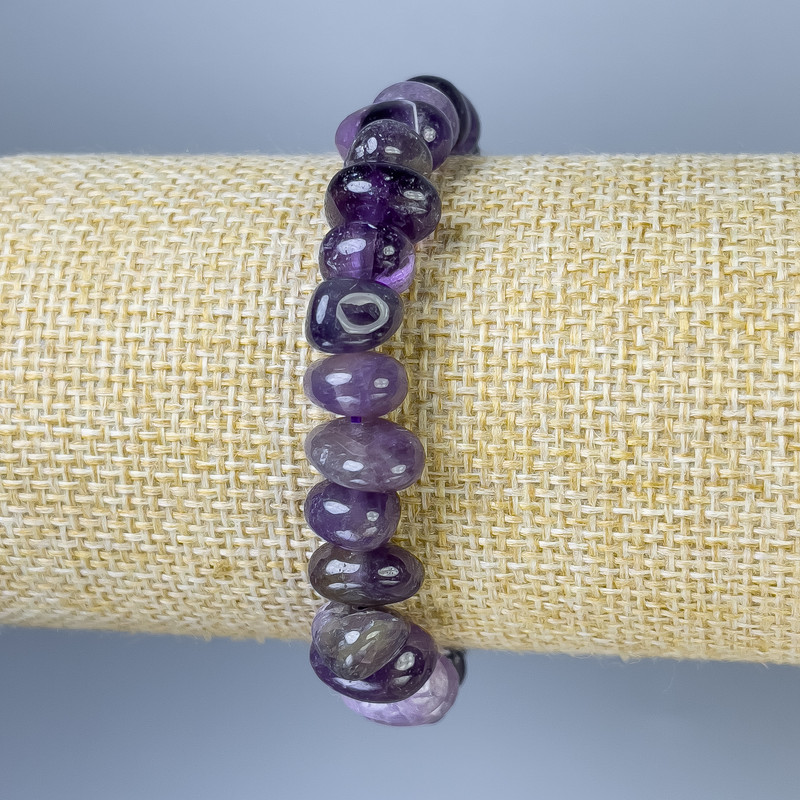 Amethyst faceted bracelet 9-12×6-8 mm +-, length 7.1 in (18 cm) stretch