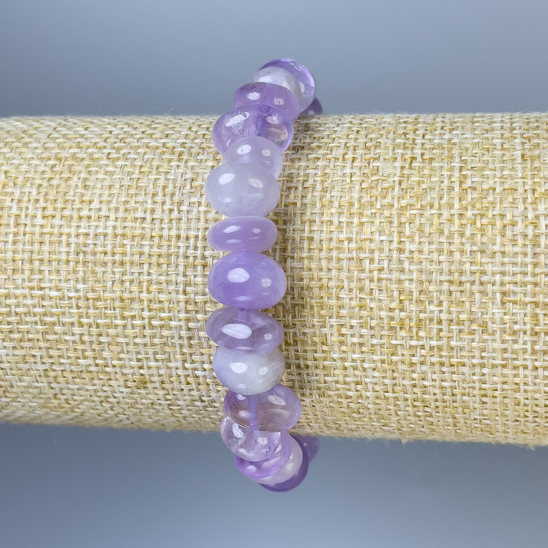 Amethyst Faceted Bead Bracelet 9-12x6-8mm +-, length 18cm+- stretch