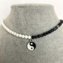 Agate Choker, 4mm+- diameter with Yin and Yang pendant 12mm+-, length 35-40cm+-