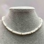 Choker Natural Mother-of-Ppearl Rondelle 5x3mm± with metal inlays and white crystals, length 35-43cm+