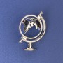 Brooch Globe 37×26mm± Silver-Colored Metal