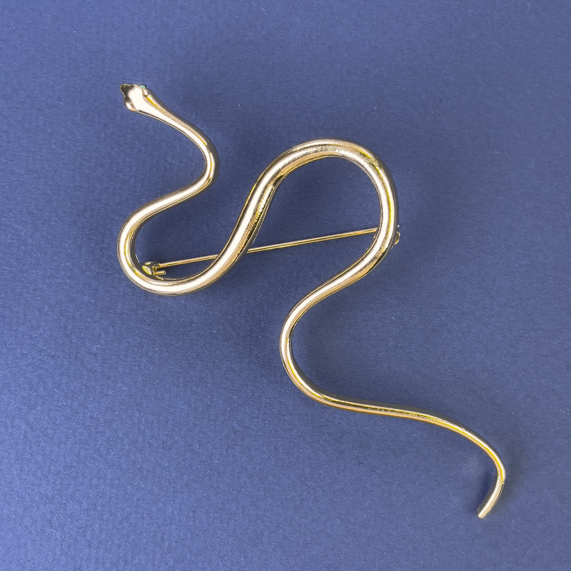Brooch Snake Golden Metal 98x50mm+