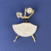 Pendant-brooch 'Girl' with Pearlized tint, white rhinestones, golden metal 47×32mm± with pearl