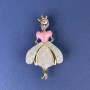 Brooch Pendant Princess Pearlescent Gold-tone Metal 50x28mm+- Pink Crystal