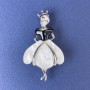 Brooch Pendant Princess Pearlized White Color Silver Metal 50x28mm+- white crystal