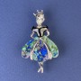 Brooch Pendant Princess Silver Tone Metal 50x28mm± White Crystal