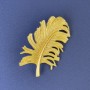 Brooch Pendant Feather, diameter 51x30mm±, yellow-gold metal