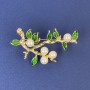 Brooch "Branch" with Pearls Gold-Tone Metal 48x32mm+