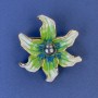 Brooch Flower, diameter 45mm± green enamel and pearl