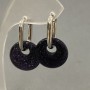 Aventurine Earrings 'Blue Sand – Cairo Night' doughnut, diameter 18mm ±, length 30mm ±