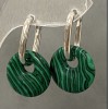 Earrings Malachite Hoop, diameter 18mm ±, length 30mm ±