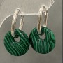 Earrings Malachite Hoop, diameter 18mm ±, length 30mm ±