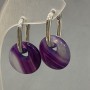 Agate Purple Hoop Earrings, 18mm diameter ±, 30mm length ±