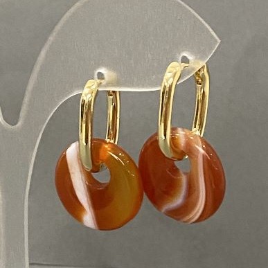 Earrings 'Carnelian' Hoop, diameter 18mm±, length 31mm±