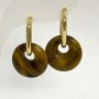 Tiger's Eye Donut Earrings, diameter 18mm+-, length 30mm+-