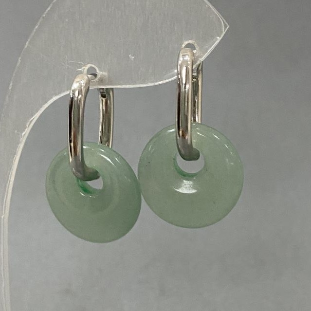 Jade Hoop Earrings, 18mm diameter, 31mm length