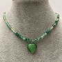 Green Agate Choker with Faceted Beads, 4mm diameter, Spinel 2mm+, Heart Pendant, Cat's Eye, length 35-40cm