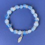 Moonstone Bead Bracelet, faceted, diameter 9-12x9mm±, rondelle 8x5mm± with metal insets, length 18cm±, stretch