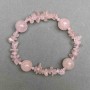 Bracelet Pink Quartz Smooth Bead 12mm + 8x4mm碎 chips with seed beads, length 18cm+ stretch
