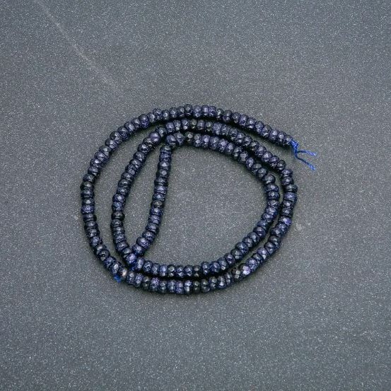 Natural Aventurine Bead Strand Blue Sand Faceted Rondelle, 4x2.5mm, length 39cm +