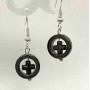 Earrings, Hematite "Cross in a Circle", diameter 12mm ±, length 33mm ±