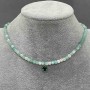 Emerald Natural Stone Bead Cube Cut Choker, 4mm± Diameter, Green Crystal Pendant with Gold Tone Metal, 36-41cm+