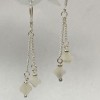 Earrings with Mother-of-P Pearl in Clover Shape, 6x2 mm ±, on a silver-toned chain, length 45 mm+