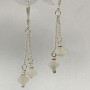 Earrings with Mother-of-P Pearl in Clover Shape, 6x2 mm ±, on a silver-toned chain, length 45 mm+