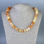 Botswana Agate Necklace Orange Natural Stone Beads, Garnet-shaped Rondelle, 11x7.5 mm±, Length 50 cm± with Clasps
