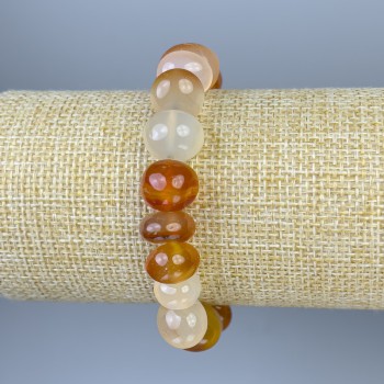 Carnelian Bead Bracelet, faceted, diameter 12x9-11mm ±, length 18cm ± stretch