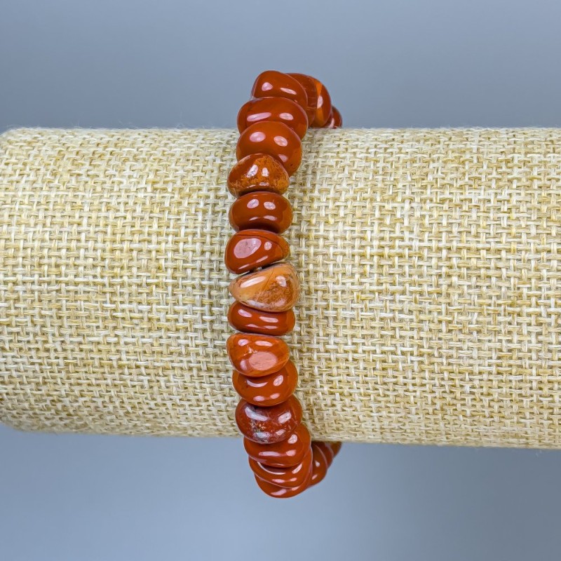 Bracelet Red Jasper Tumbled, diameter 8-10×6-8mm+-, length 18cm+-, stretch